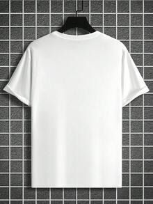 Manfinity Homme Camiseta De Manga Corta Para Hombre Con Cuello Redondo Y Color Sólido - Blanco - Ver 4