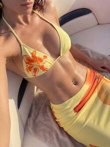 Swim Chiccia 女款夏季藝術奢華名媛風花卉印花魚尾裙 - 彩色 - 查看 4