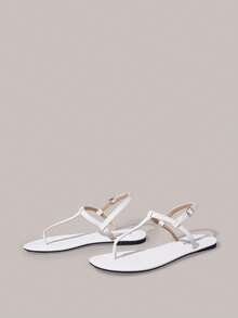 Styleloop Women's Herringbone With Flat Sandals, Bohemian Holiday Style Wear, A Must For Summer Travel, Breathable And Versatile - White - View 5