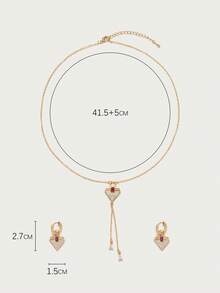 Glisma Conjunto de joyas con aretes de triángulo geométrico y collar chapado en oro de 18k - Amarillo Oro - Ver 8