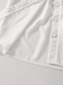 SHEIN Lace Ruffle Girls' Blouse | Puff Sleeve | Button-Down | Daily & School Ready - White - View 6