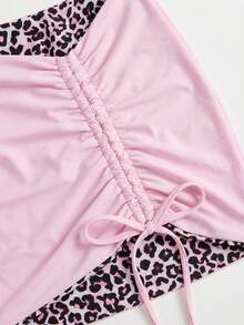 Soleia Plus Size Women Leopard Print Contrast Red Bikini 3 Pieces Set Plus Size Bathing Suits Women - Pink - View 8