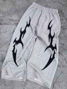 SHEIN 青少年男孩休閒舒適百搭寬鬆直筒運動長褲 - 灰色 - 查看 7