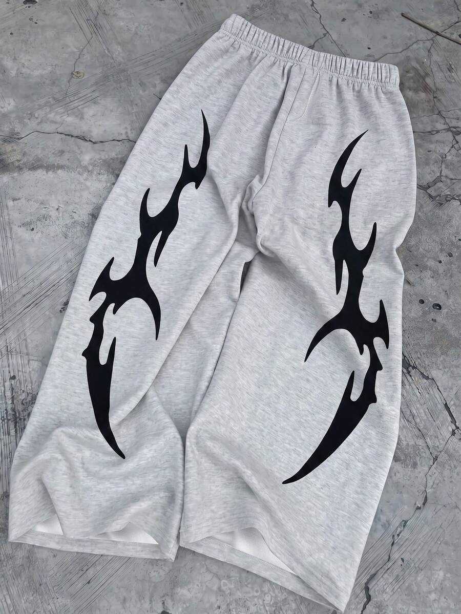 SHEIN Teen Boy Casual Comfortable Versatile Loose Straight Leg Sweatpants - Grey - View 1