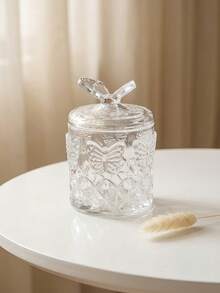 Cirelle 1pc Crystal Glass Storage Jar Details With Delicate Accents For Cozy Diningroom Delivering Exquisite Presence For Aesthetic Display - Multicolor - View 3