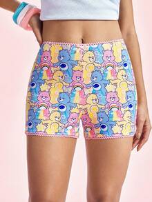 SHEIN X Care Bears Legging Wanita Motif Beruang Kartun - MultiWarna - View 3