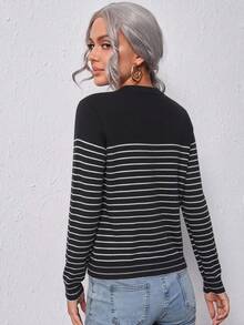 Muvela Women's Colorblock Striped Thin Cardigan - Multicolor - View 3