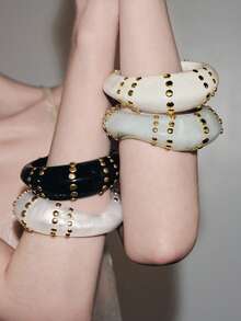 Noxbound Pulsera de remaches irregulares plateados, BOHEMIANO/Moderno/Elegante,Uso diario/Día de trabajo,Capas/Piedras preciosas/Cuentas/Cristales,Gruesa - Dorado - Ver 1