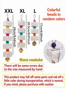 1pc Multi-Color Parrot Beak Grinding Calcium Stone With Bell Cage Toy, Floral Hanging Style Chew Toy, Suitable For Cockatiel, Lovebird, Parakeet, Hamster, Rabbit - Multicolor - View 13