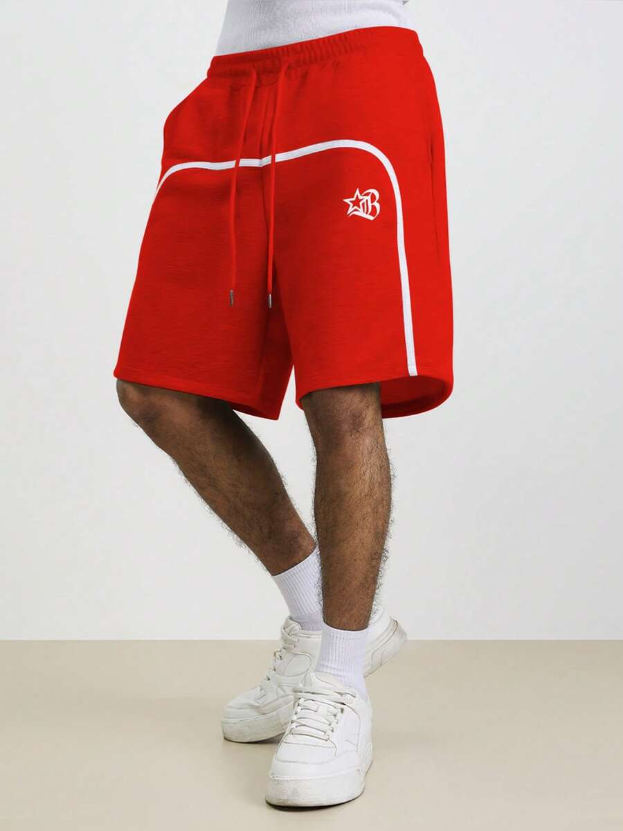 Manfinity Hypemode Men's Striped Drawstring Shorts - Red - View 1