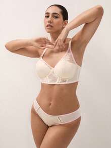 LUVLETTE Breathable White Mesh&Lace Elegance Push-Up Plunge Corset Lingerie Minimizer Bridal Intimates Bra Lingerie As Outerwear Bra - White - View 9