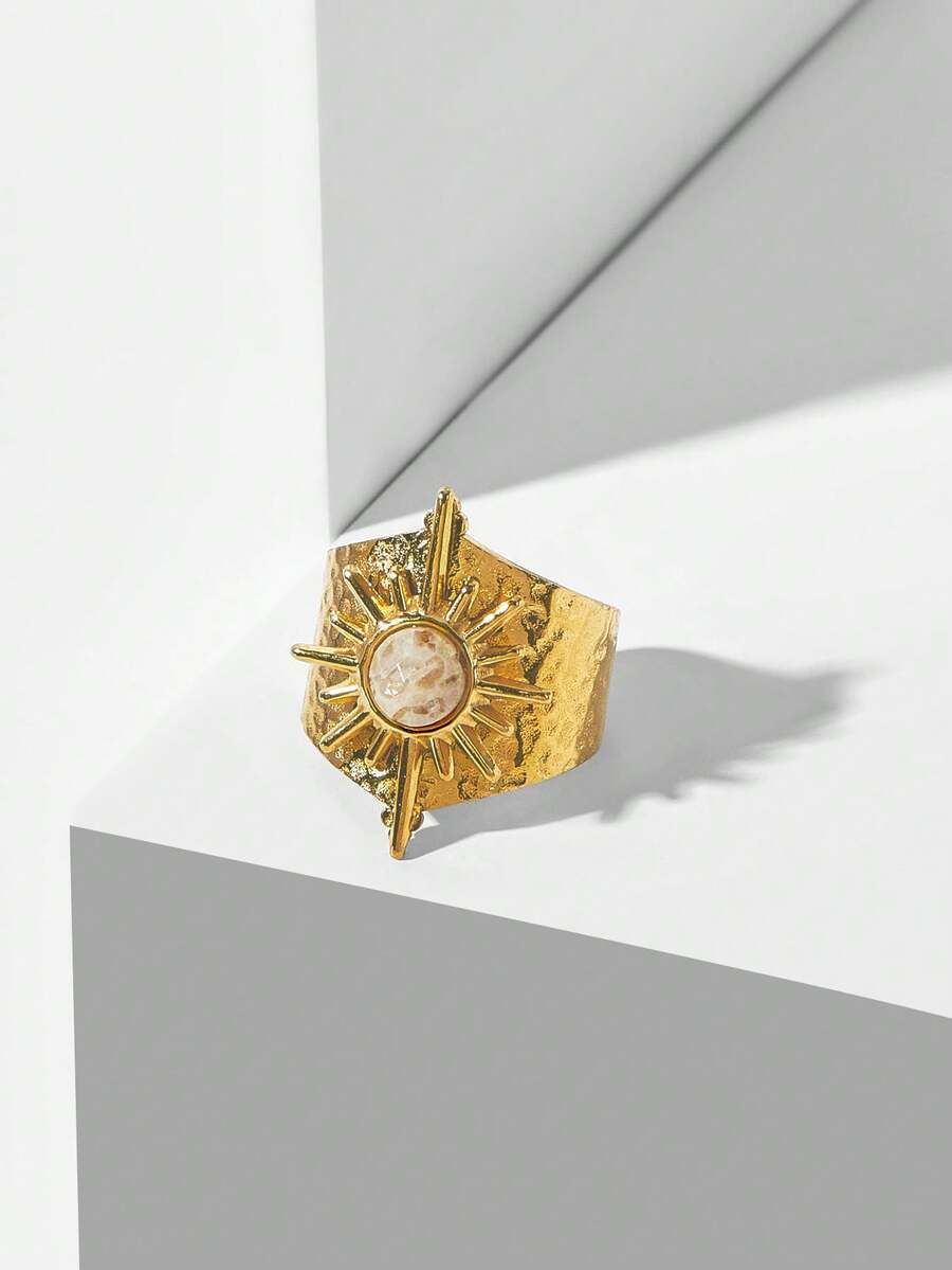 MOTF PREMIUM PRE GOLD PLATED SUN STONE RING - Yellow Gold - View 2