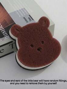 Joivida 1pc Bear-Shaped Kitchen Sponge, A Double-Layer Scrubbing And Cleaning Sponge Combination, A Washable And Quick-Drying Household, Kitchen And Travel Dishwashing Sponge That Is Resistant To Fading And Easy To Dry. Spring To Summer - multicolor - View 12