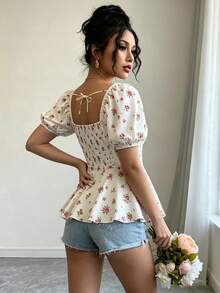 Rafferiza 女款花瓣袖收腰優雅襯衫 - 彩色 - 查看 2