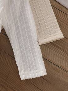 SHEIN Vintaside Kids 兒童扭紋長袖內搭衫 春/秋圓領內層底層 嬰兒連身衣 - 白色 - 查看 7