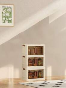 Boîte de rangement en plastique empilable à 5 niveaux avec couvercle - Armoire organisatrice, bac pliable de 32" de large, conteneur de rangement pliable, boîte organisatrice pour artisanat, convient pour la maison, le garde-manger, le bureau, le dortoir - transparent - Voir 10
