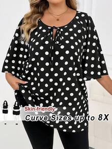 SHEIN CURVE+ 大尺碼情人節波點印花襯衫 - 彩色 - 查看 1