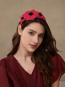 MOTF PREMIUM ROSE RED FLOWER HEADBAND - Hot Pink - View 5