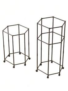 1PC Hexagonal Rotating Metal Clothes Rack Sturdy Heavy Duty Space Saving Multi Bar Wheeled Freestanding Portable Wardrobe Display Shelf Bedroom Dorm Balcony Laundry Storage Organizer Practical Home Furnishing Trending Clothing Storage Decor Accessory - Multicolor - View 10