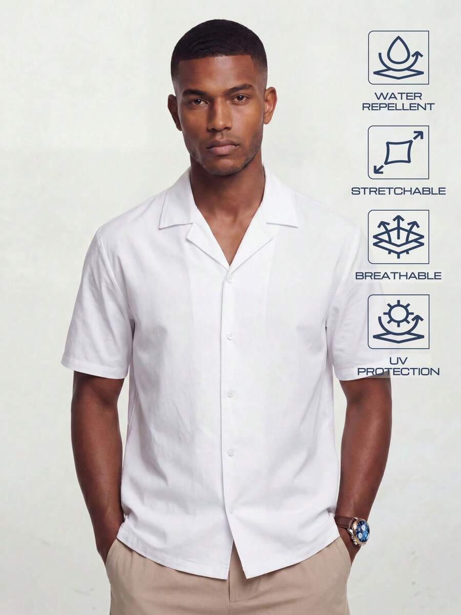 TekDrob Colarless Regular Fit Shirt With WaterProof & UVProtection Effect - White - View 1