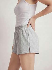 Loomrest Women's Spring Casual Minimalist Light Floral Gray Low-Waist Super Short Shorts Loungewear - Light Grey - View 4
