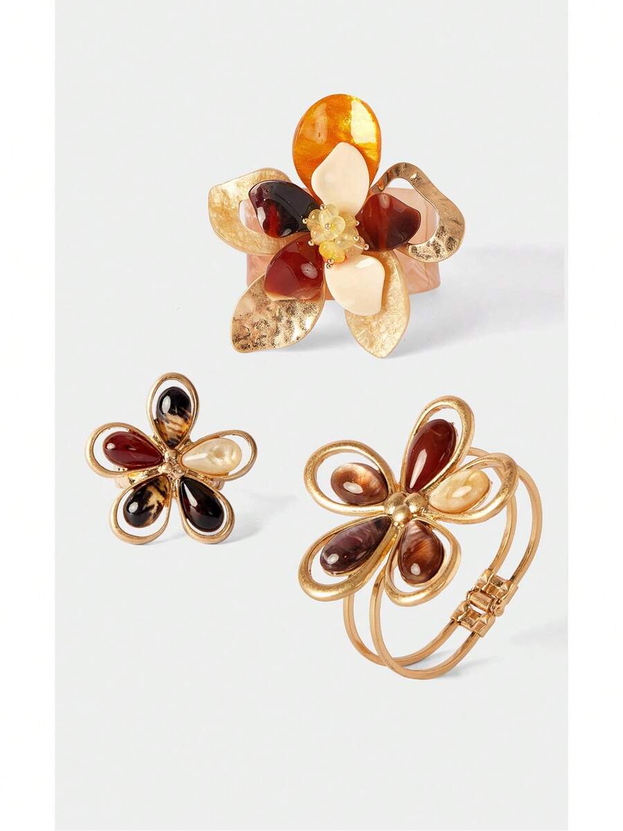 Noxbound Gelang dan Cincin Manset Terbuka dari Resin [Warna Aksesori Acak] - MultiWarna - View 1