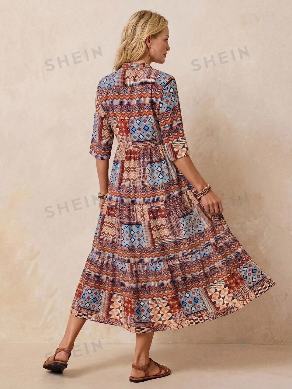Women's Long Dress Summer Clothes Birthday Dresses Office Vacation Outfits Work Casual Boho Western Country Going Out Elegant Attire Modest Brown