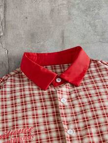 AXEPEAK Men's Summer Casual Plaid Shirt - Red - View 4