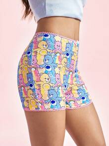SHEIN X Care Bears Legging Wanita Motif Beruang Kartun - MultiWarna - View 1