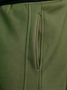 HUEFORM Men's Casual Versatile Solid Color Drawstring Waist Pocket Sweatpants - Army Green - View 4