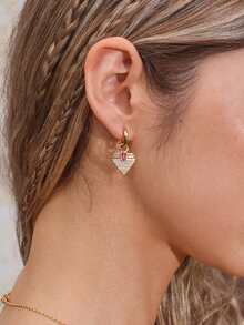 Glisma Conjunto de joyas con aretes de triángulo geométrico y collar chapado en oro de 18k - Amarillo Oro - Ver 6