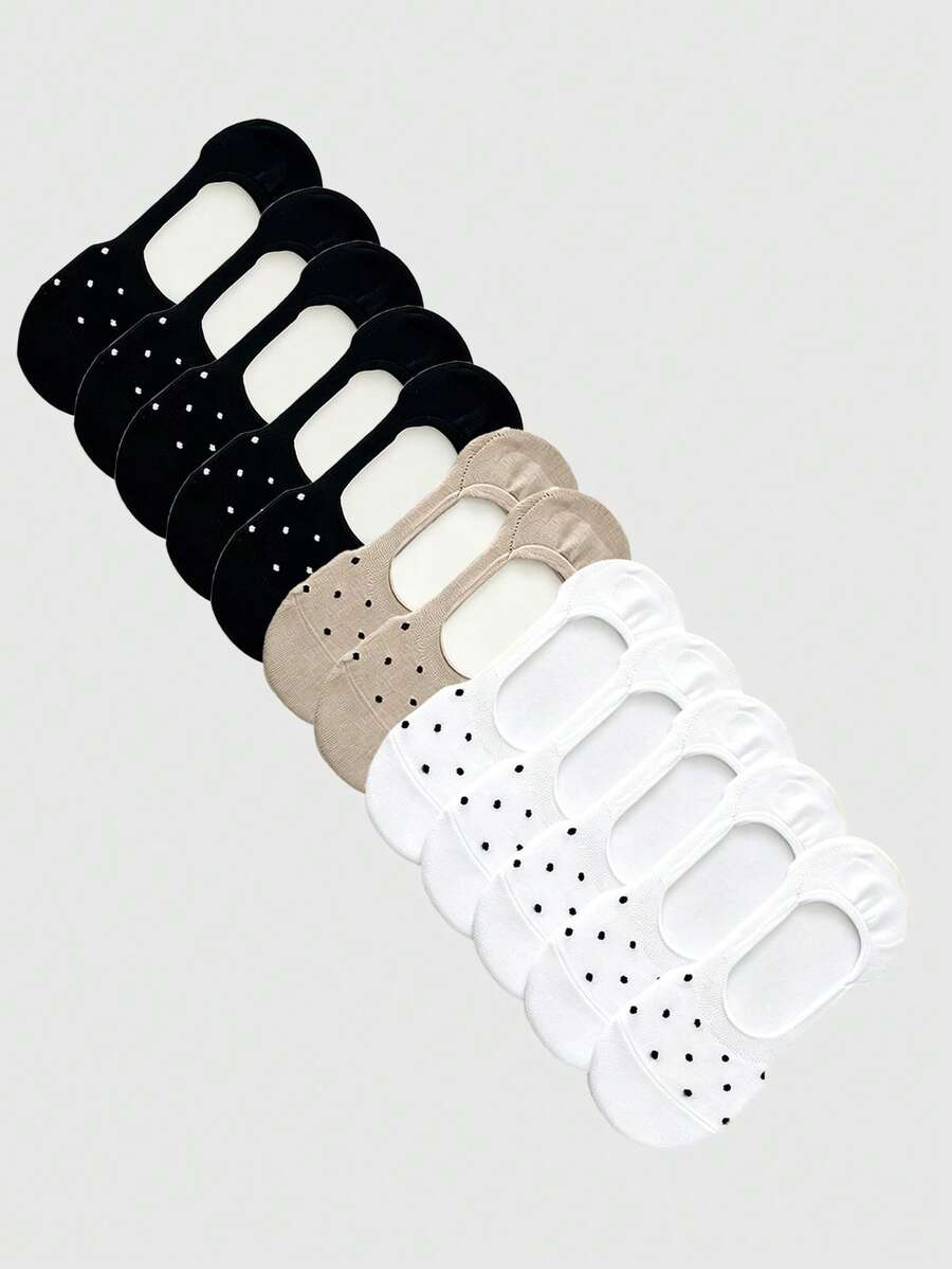 ROMWE Kawaii 12 Pairs Of Solid Color Women's Invisible Socks, Spring And Summer Fashion Multi-Functional Socks - Multicolor - View 1