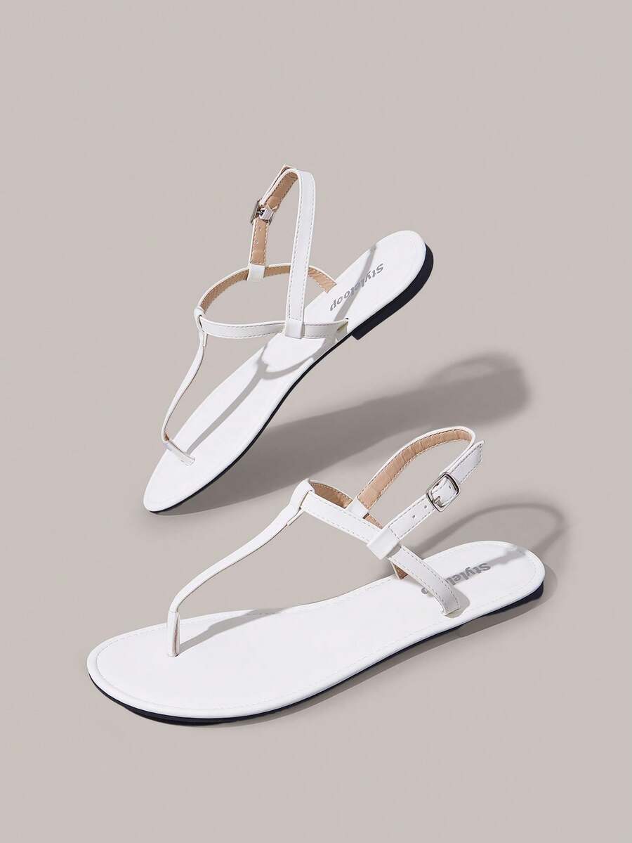 Styleloop Women's Herringbone With Flat Sandals, Bohemian Holiday Style Wear, A Must For Summer Travel, Breathable And Versatile - White - View 1