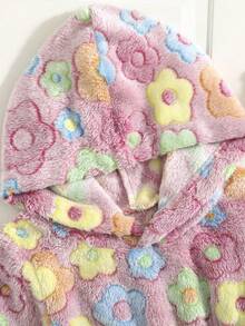 SHEIN Vintaside Kids 女嬰休閒可愛趣味保暖加厚抓絨連帽洋裝，適合秋冬外出穿著 - 彩色 - 查看 6