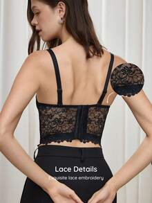 Bralution 2pcs Solid Color Lace Underwire Molded Cup Daily Romantic Elegant Sexy Women's Bra - Multicolor - View 3
