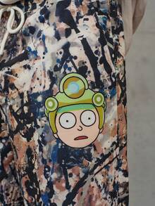 Rick and Morty X SHEIN Men's Letter Cartoon Print Short Sleeve T-Shirt And Shorts Set - Khaki - View 8