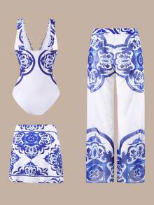 Swim Oasis 3件套加大码女式夏季休闲沙滩装 - 彩色 - 查看 2