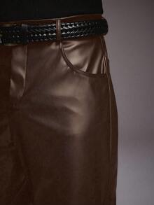 STYNVO Men's Fashion Commuter PU Leather Straight Leg Pants - Brown - View 6