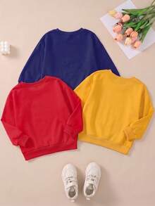 SHEIN | PAW Patrol GraphicGems 小男孩 Achi Maomao Xiaoli 3件組卡通圓領衛衣套裝，兒童春秋長袖多件套服裝 - 彩色 - 查看 2