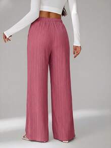SHEIN Tall 女款休閒百搭純色直筒長褲 - 紅木色 - 查看 2