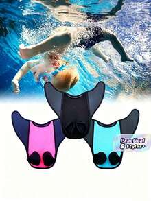 1pc Mermaid Swim Tail, Suitable For Teenagers, Water Sports Swimming Snorkeling Fins, Beach Essential, Swimming Pool Floating Equipment - Multicolor - View 2