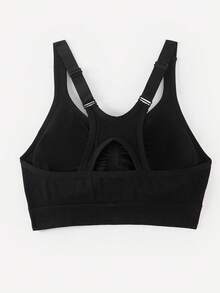 Bralution Black Minimalist Casual Yoga Top Adjustable Shoulder Straps Women's Sports Bra Gym Summer Yoga - Black - View 5