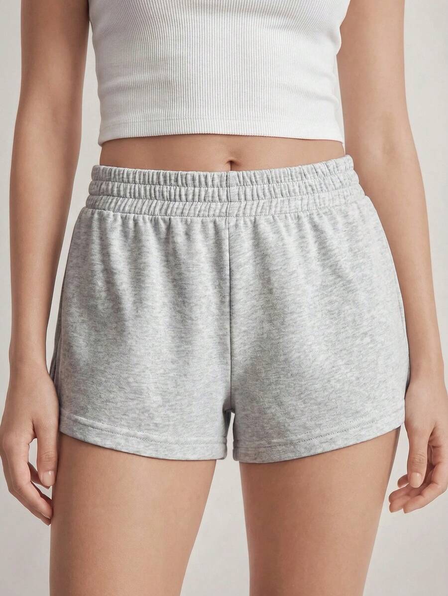 Loomrest Women's Spring Casual Minimalist Light Floral Gray Low-Waist Super Short Shorts Loungewear - Light Grey - View 1