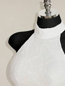 SHEIN ICON 女款素色休閒日常穿搭掛脖上衣 - 白色 - 查看 5