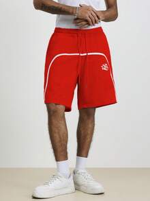 Manfinity Hypemode Men's Striped Drawstring Shorts - Red - View 3