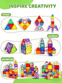 MINKOJA 50/70/100pcs Magnetic Building Blocks, 2-In-1 Magnetic Tiles Set, STEM Educational Stacking Toys & Montessori Learning Toys, Suitable For Children 3+ Years Old, Boys & Girls, Preschool, Mixed Colors - Multicolor - View 6