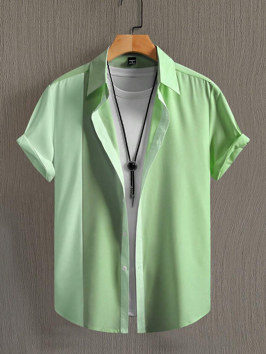 Genlund Men's Solid Color Casual Versatile Daily Wear Shirt - Multicolor - View 1