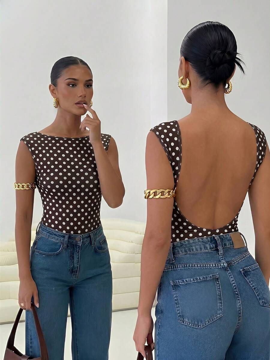 Firerie Body elegante y romántico para mujer con estampado de lunares sexy, adecuado para fiestas, vacaciones, bodas, cumpleaños - Multicolor - Ver 1