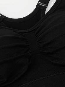 Bralution Black Minimalist Casual Yoga Top Adjustable Shoulder Straps Women's Sports Bra Gym Summer Yoga - Black - View 11