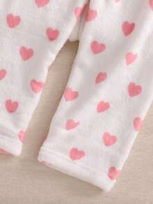 Girls' 2pcs Soft Skin-Friendly Plush Bow & Heart Embroidered Long Sleeve & Pants Loungewear Set Crew Neck Knit Print Embroidery Autumn/Winter - Pink - View 8